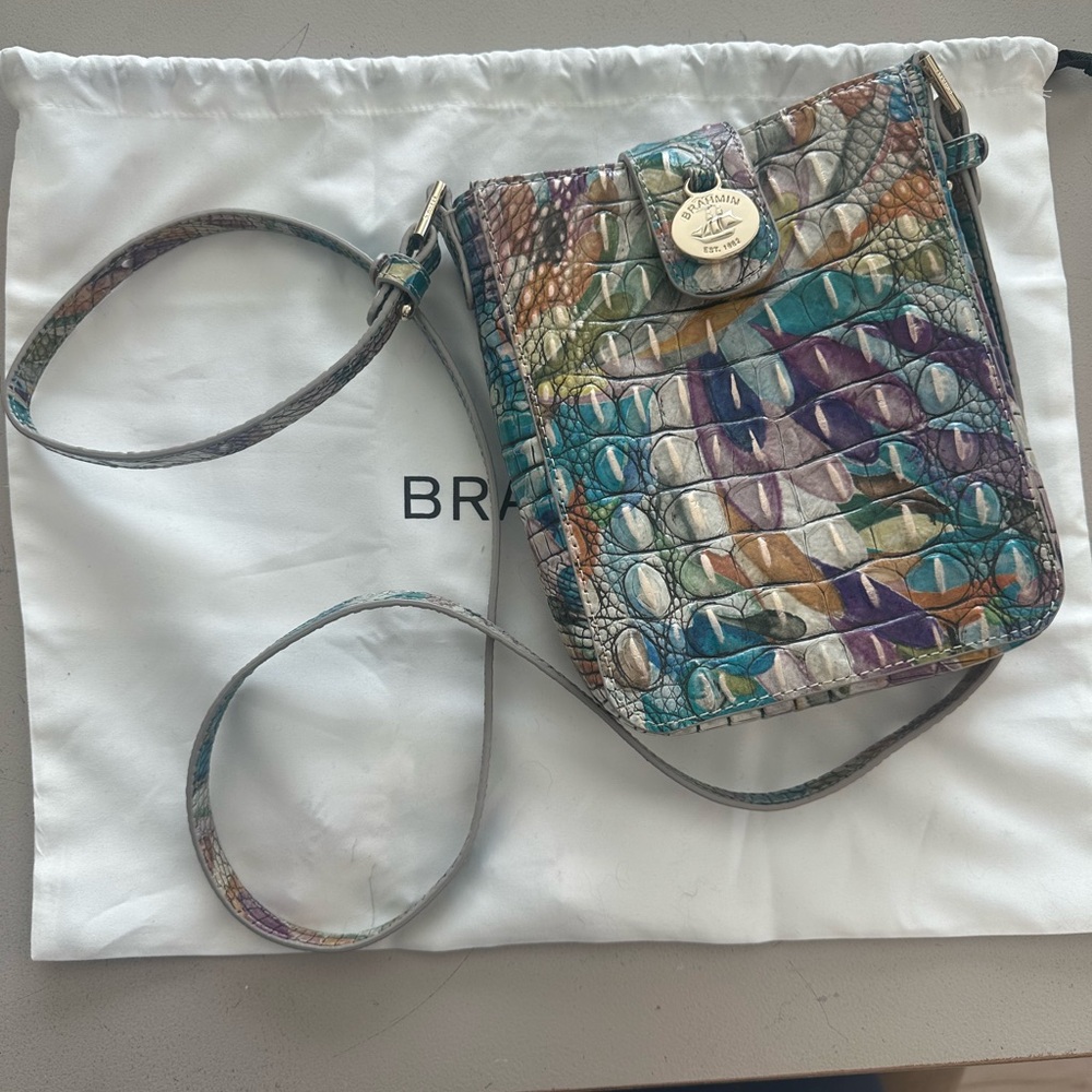 Brahmin Multicolor Croc-Embossed Crossbody Bag